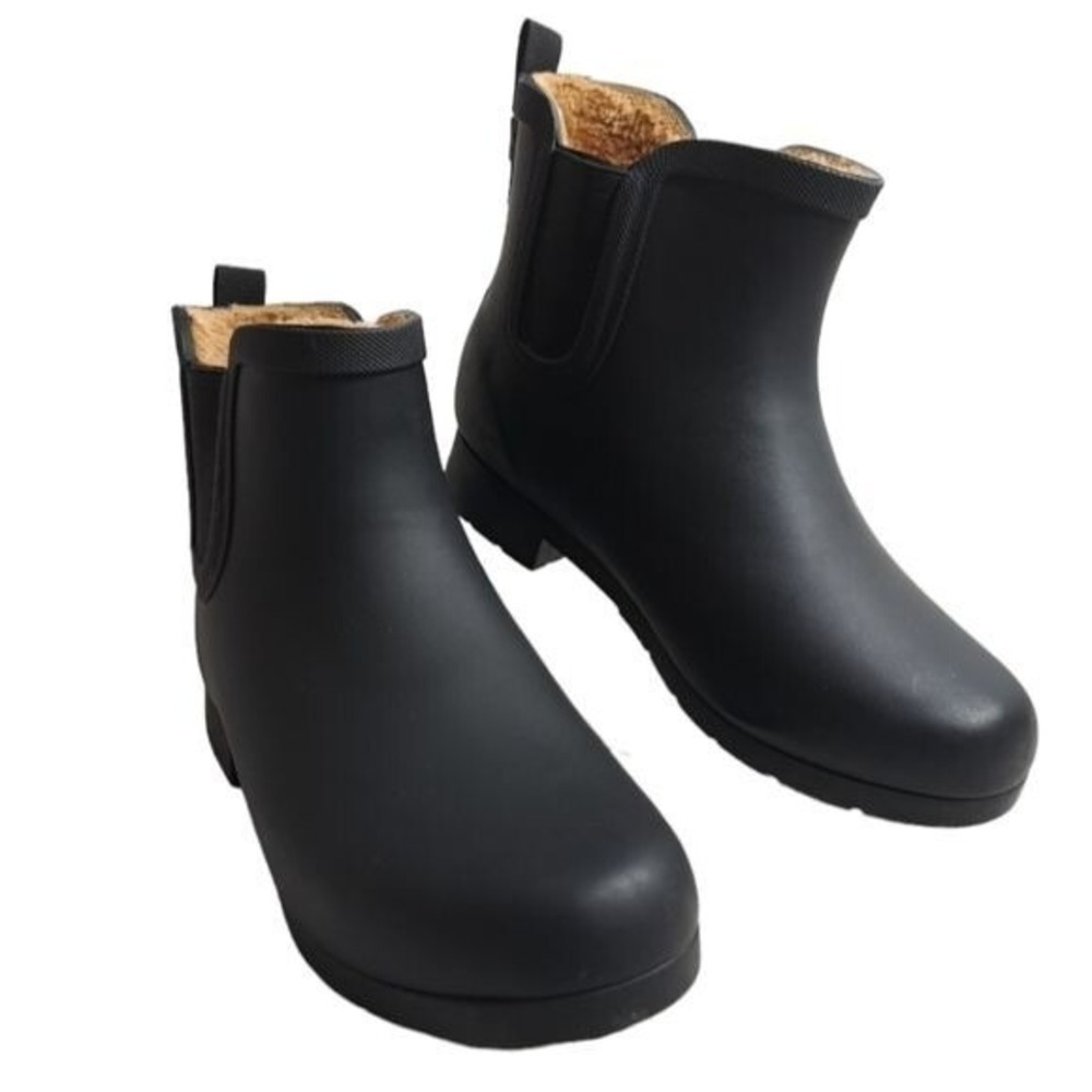 Chooka Women's Waterproof Black Ankle Boots Faux Fur Size 8